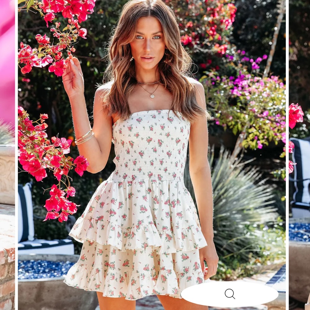 Floral smocked tiered mini dress NWOT